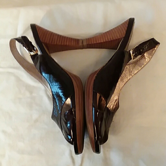 Sofft brown peep toe sling back platform h… - Picture 5 of 7